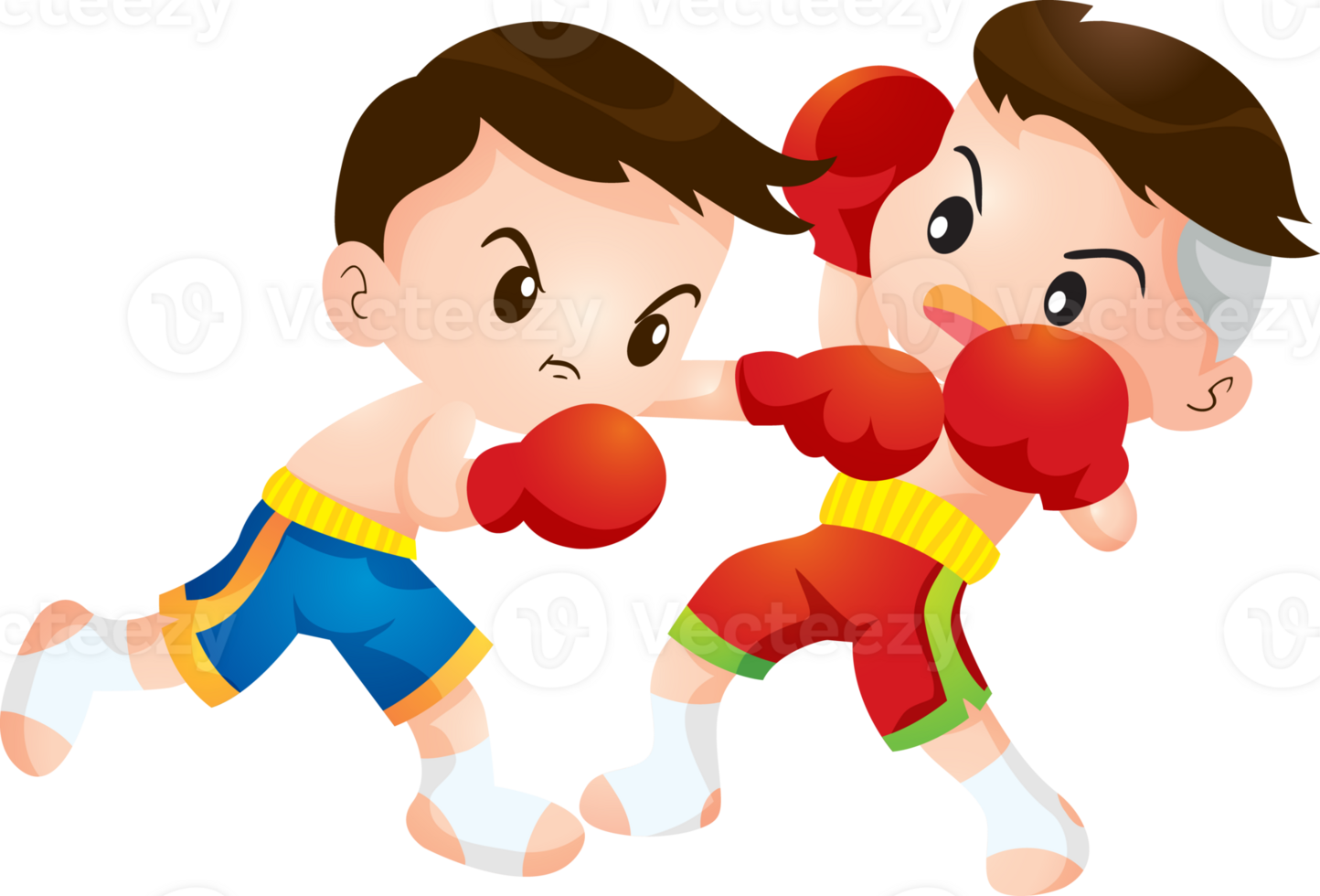 Cute Thai boxing kids fighting actions png