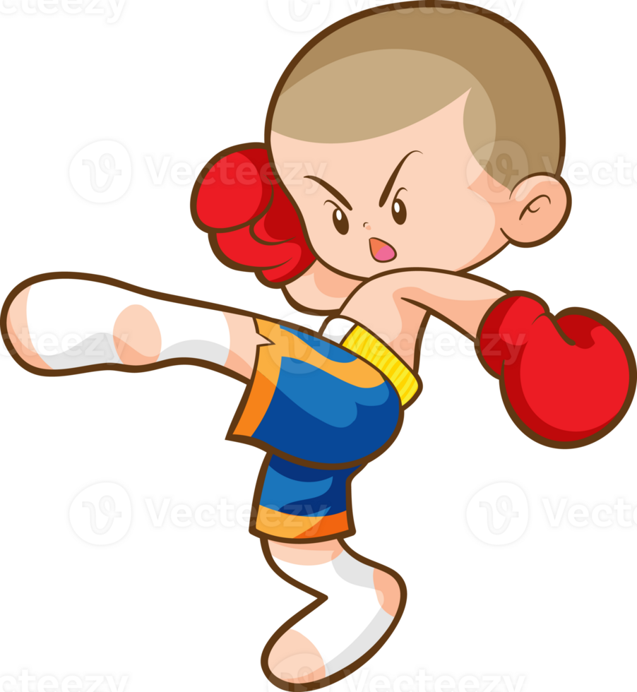 Cute Thai boxing kids fighting actions 23366083 PNG