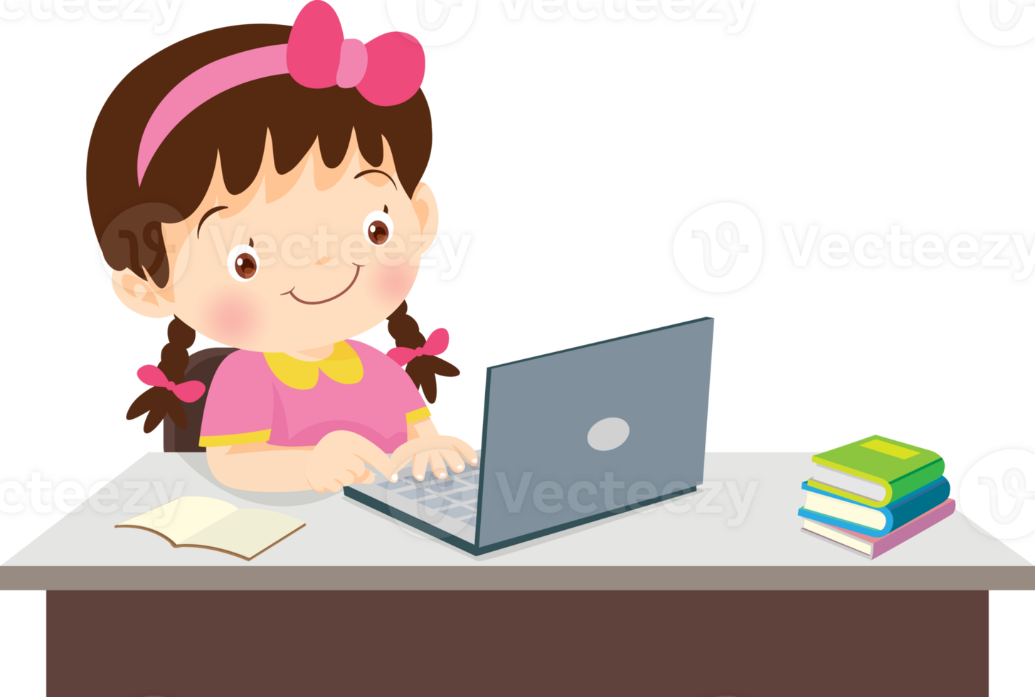 Back to school, happy Pupils children learning computer reading books concept png