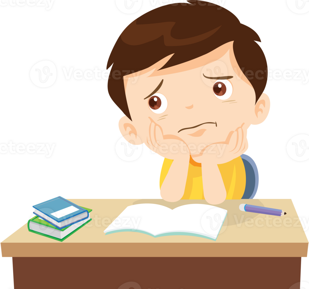 famly and child boy bored of studying in front of the laptop. Concept of tired kid from home e-learning or online education png