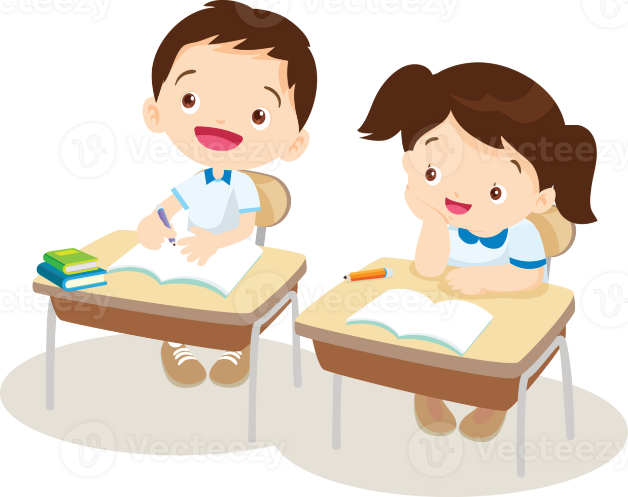 Back to school, happy Pupils children learning computer reading books concept png