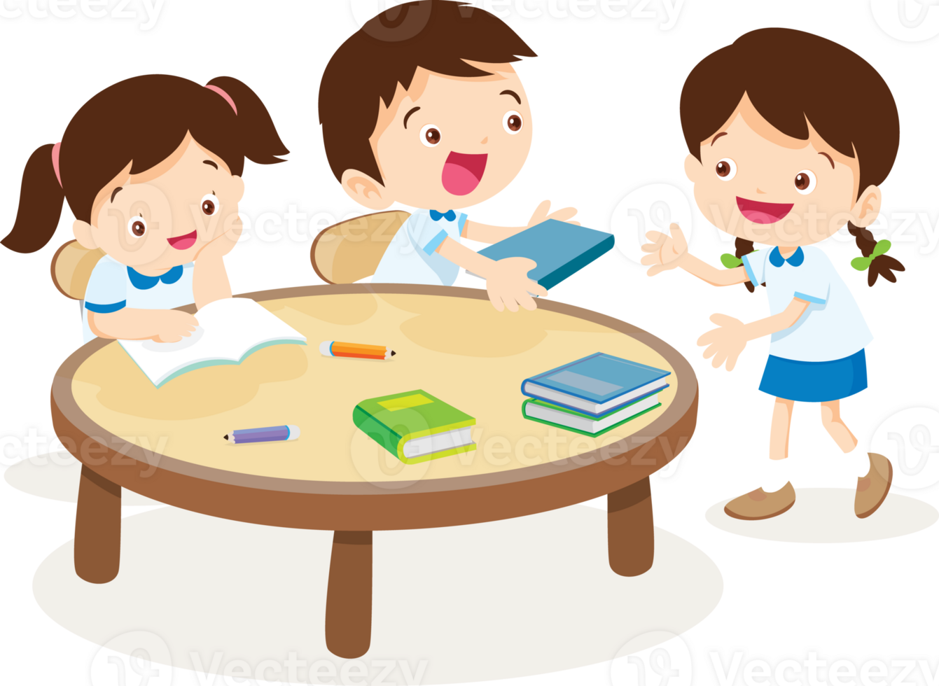 Back to school, happy Pupils children learning computer reading books concept png