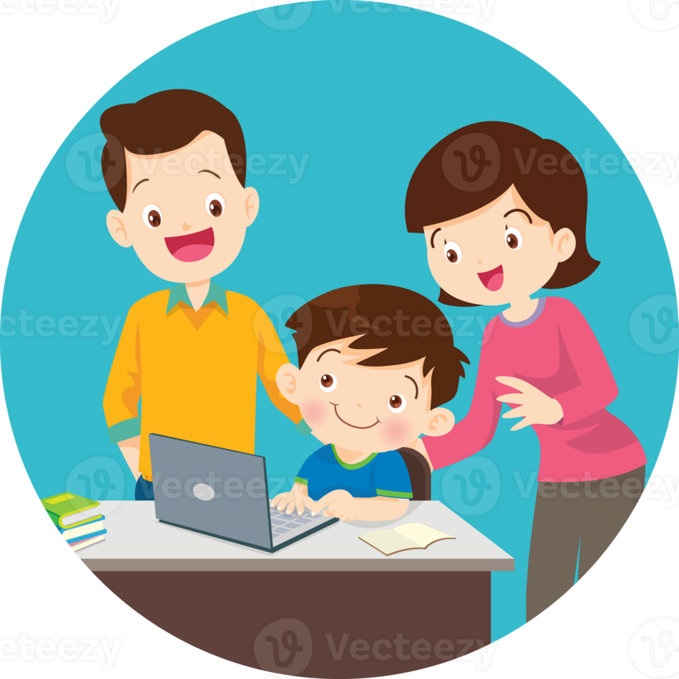 Back to school, happy Pupils children learning computer reading books concept png