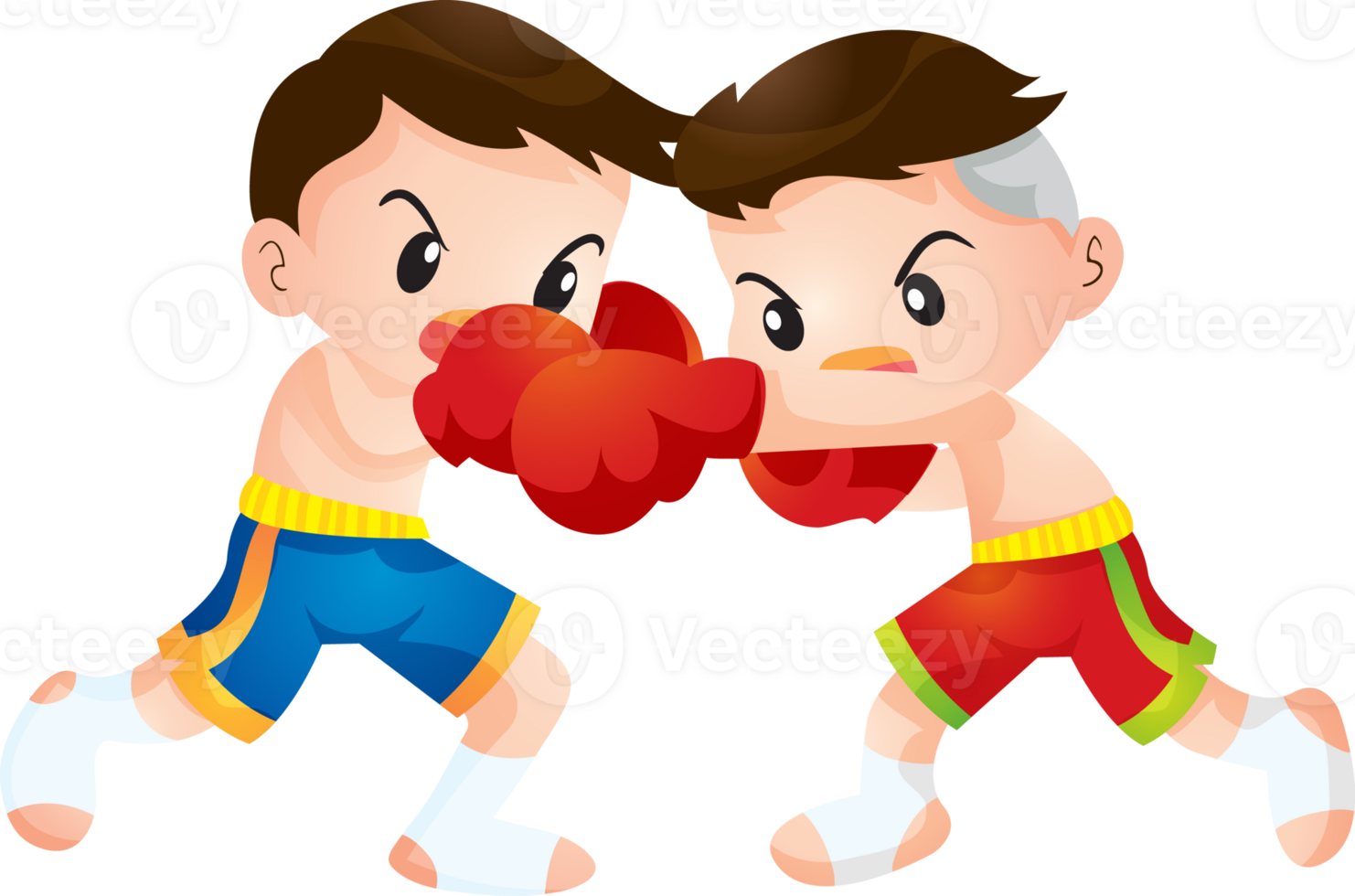 Cute Thai boxing kids fighting actions png