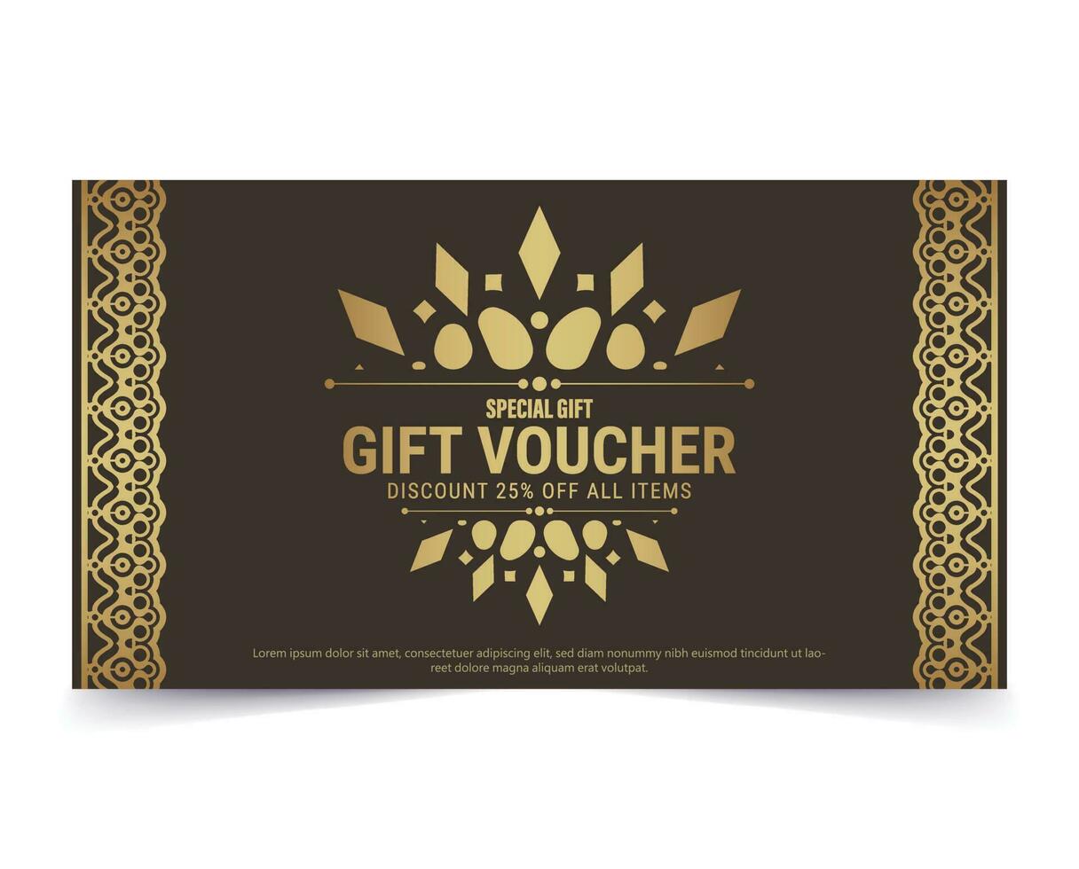 Luxury gold gift voucher template vector