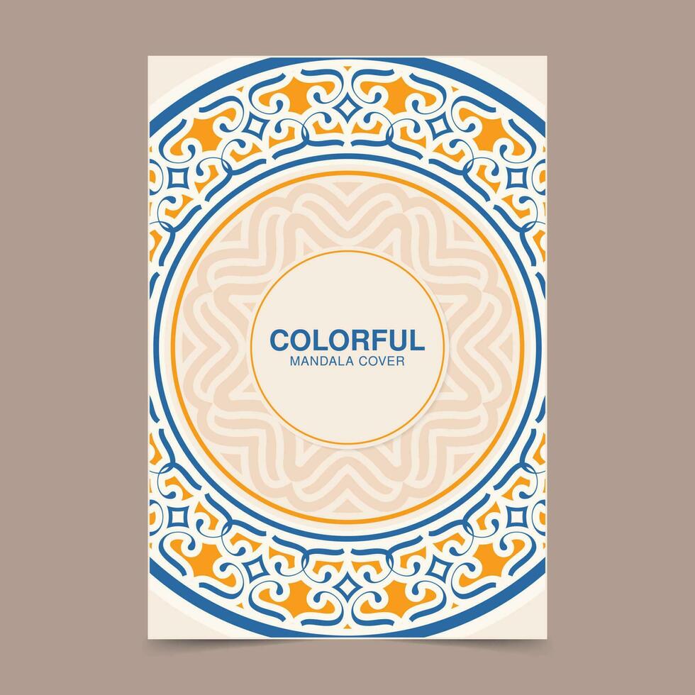colorful mandala cover design template vector