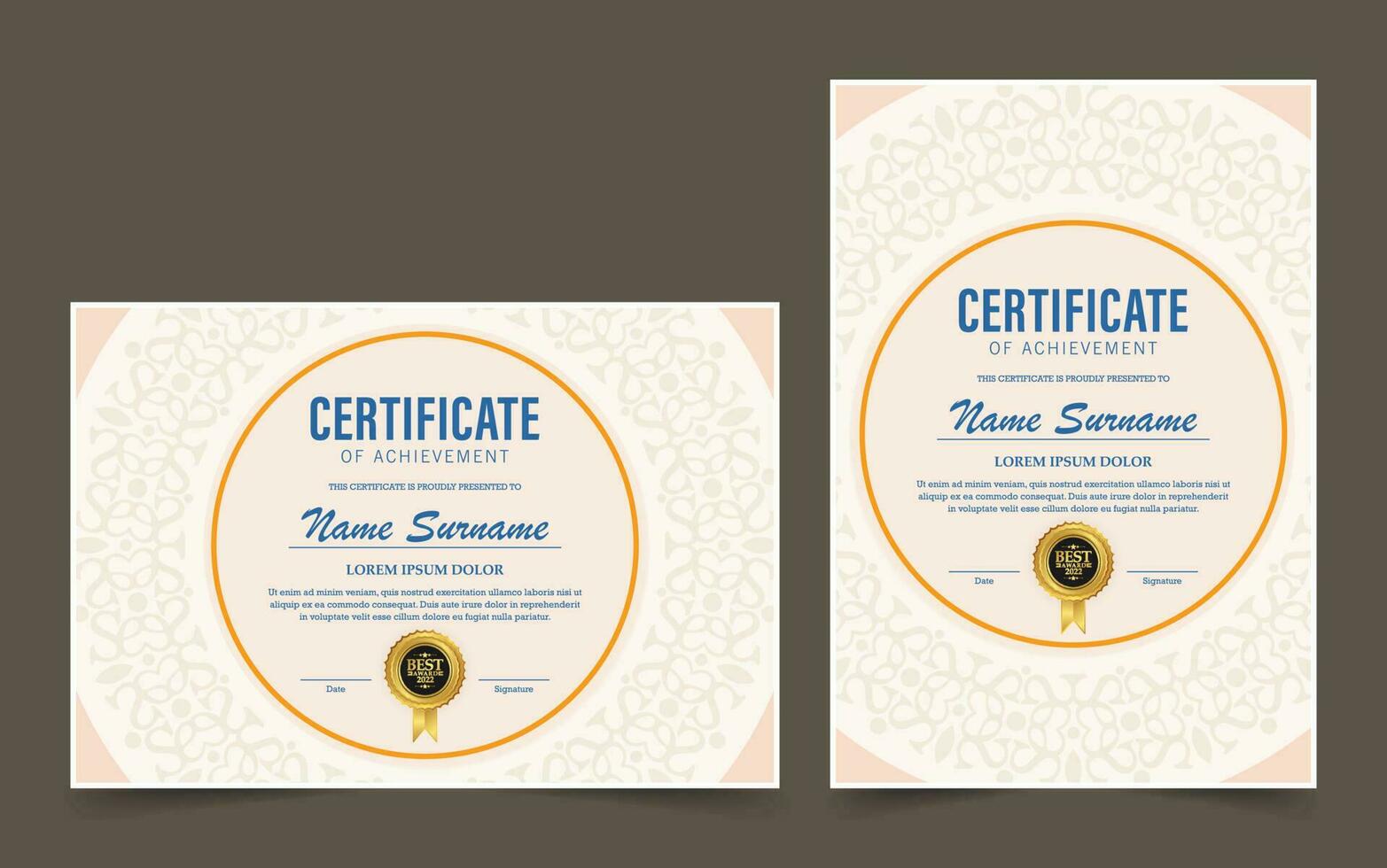 Achievement certificate best award diploma vector