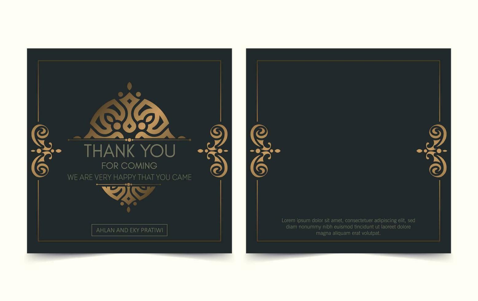 classic gold thank you wedding card vector