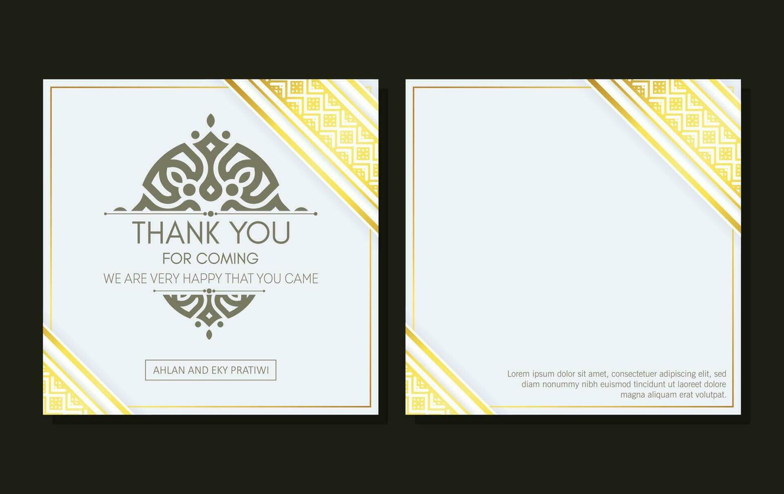 classic gold thank you wedding card vector