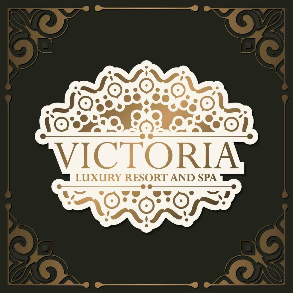 Luxury hotel label template. Trendy vintage royal ornament frames illustration. vector