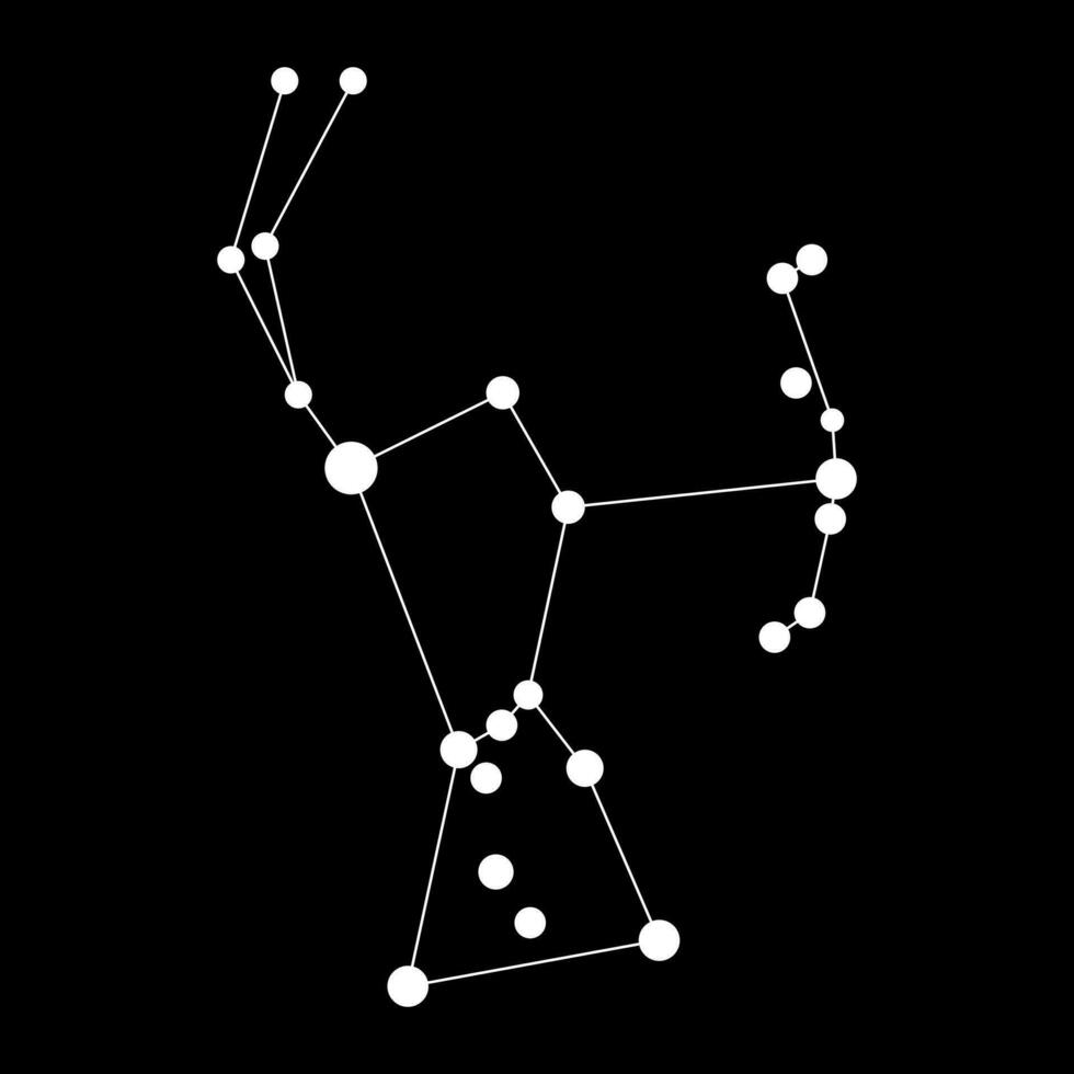 Orión constelación mapa. vector ilustración.