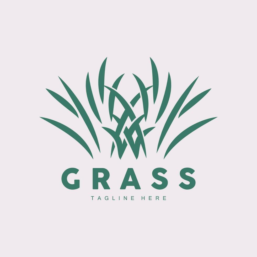 Green Grass Logo Design, Farm Landscape Illustration, Natural Scenery Vector