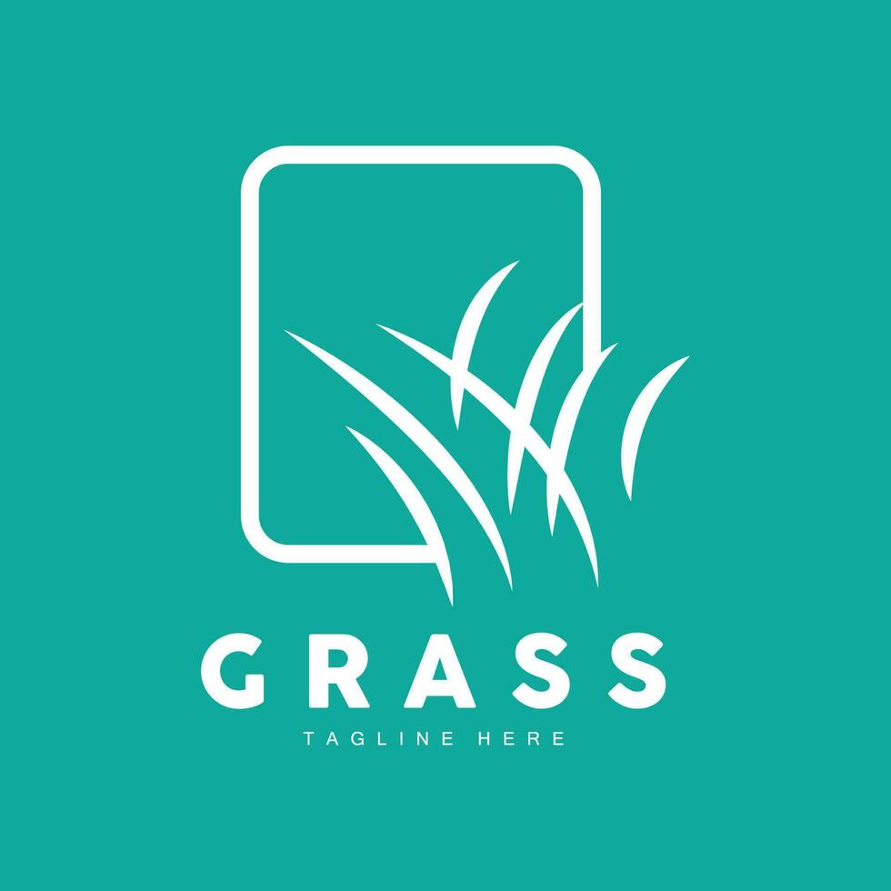 Green Grass Logo Design, Farm Landscape Illustration, Natural Scenery Vector