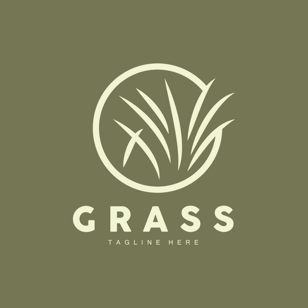 Green Grass Logo Design, Farm Landscape Illustration, Natural Scenery Vector