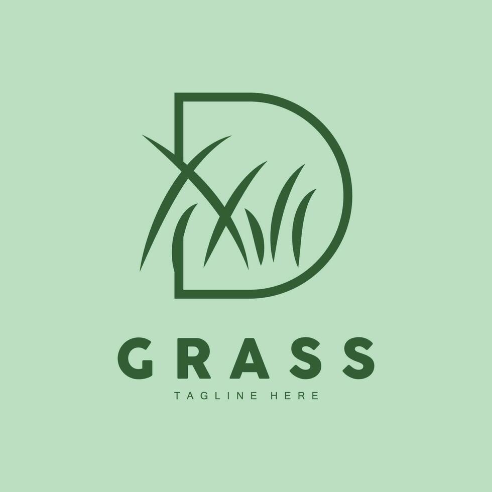 Green Grass Logo Design, Farm Landscape Illustration, Natural Scenery Vector