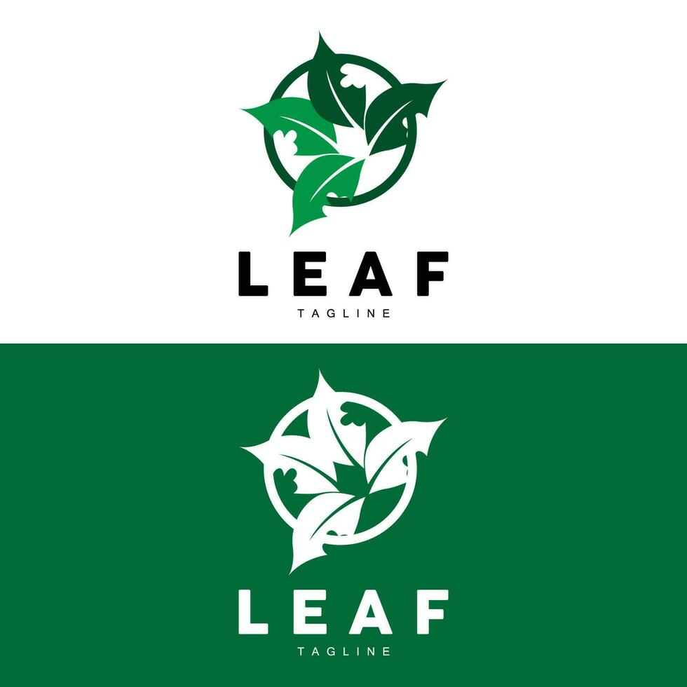 Green Leaf Logo, Ecology Natural Plant Vector, Nature Design, Illustration Template Icon vector