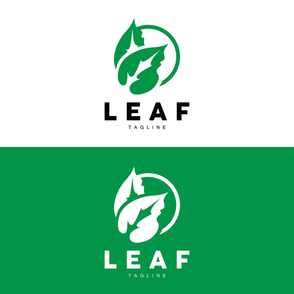 Green Leaf Logo, Ecology Natural Plant Vector, Nature Design, Illustration Template Icon vector