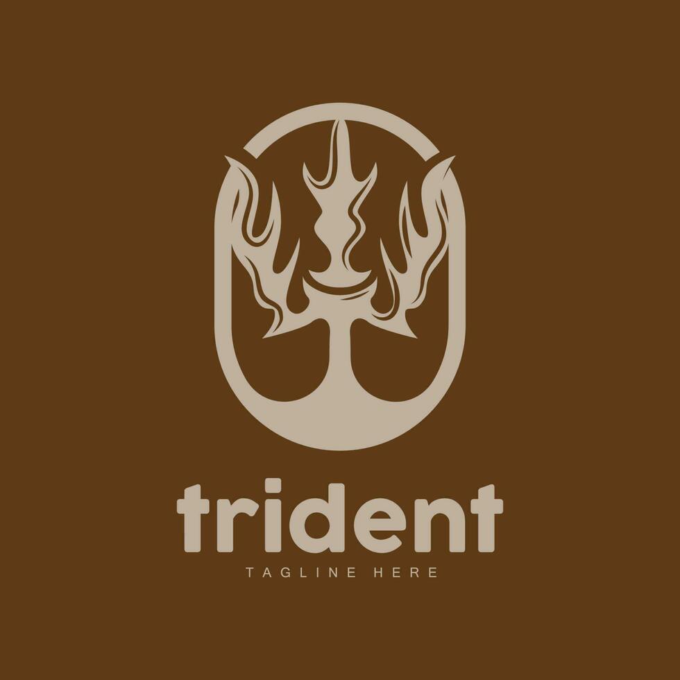 tridente logo, elegante sencillo minimalista diseño, Zeus Dios arma vector, Templete ilustración símbolo icono vector