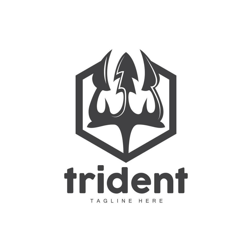 tridente logo, elegante sencillo minimalista diseño, Zeus Dios arma vector, Templete ilustración símbolo icono vector