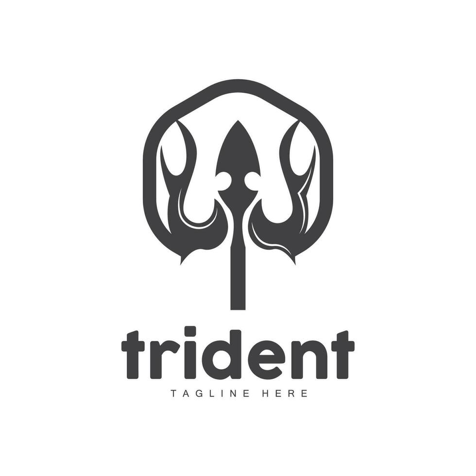 Trident Logo, Elegant Simple Minimalist Design, Zeus God Weapon Vector, Templete Illustration Symbol Icon vector