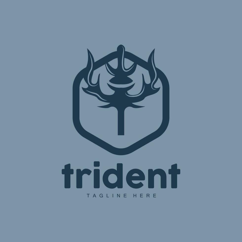 tridente logo, elegante sencillo minimalista diseño, Zeus Dios arma vector, Templete ilustración símbolo icono vector