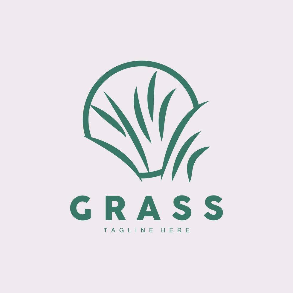 Green Grass Logo Design, Farm Landscape Illustration, Natural Scenery Vector