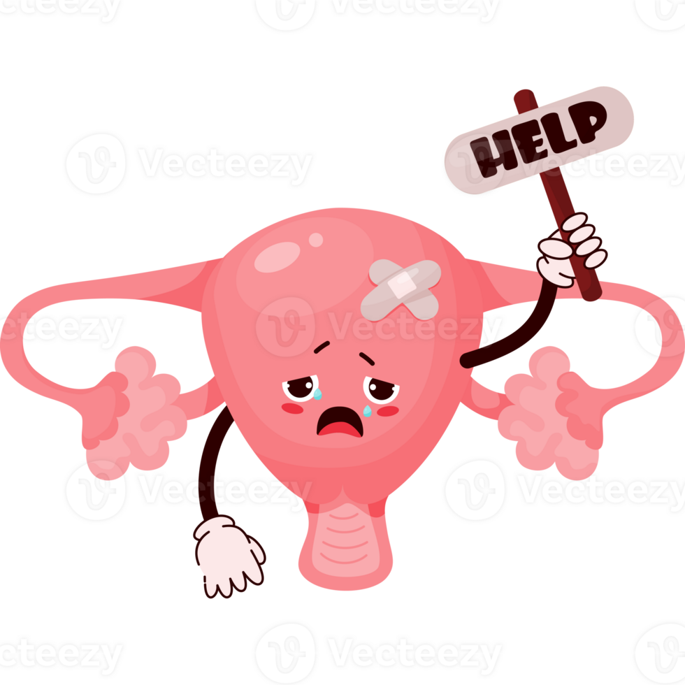 Sick organ character uterus asking for help 23367124 PNG