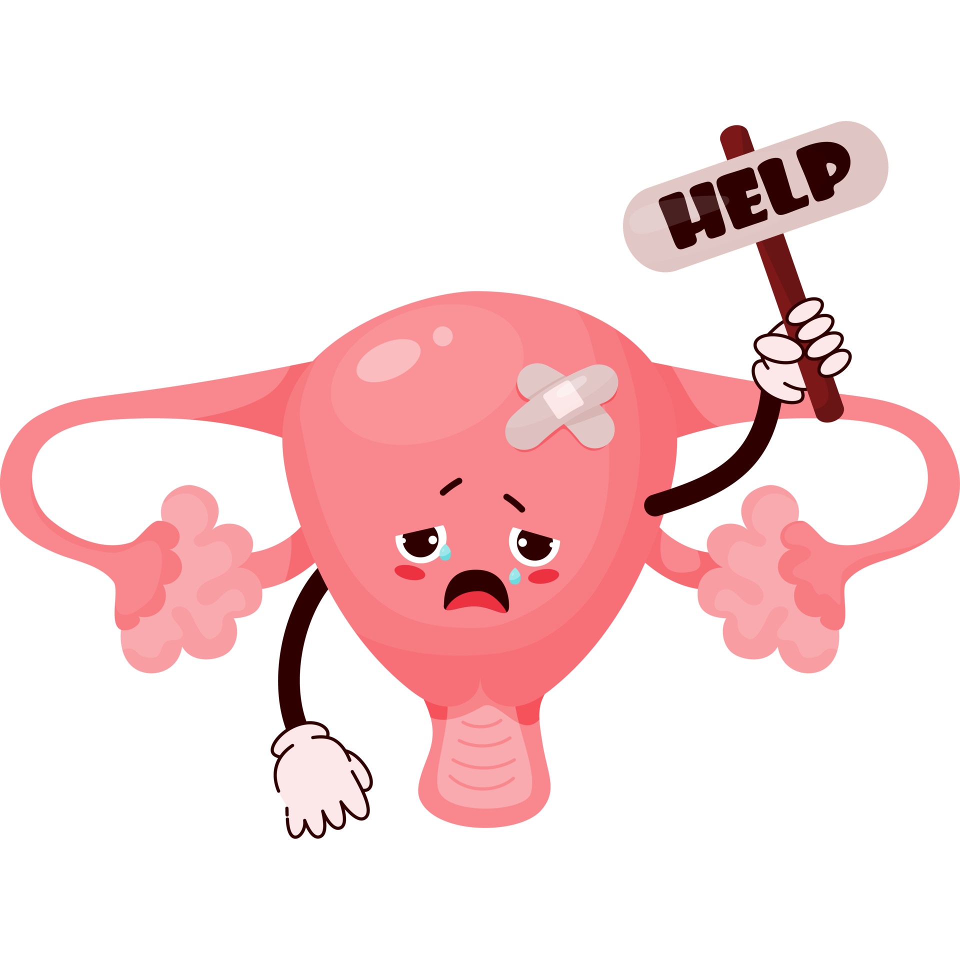 Sick organ character uterus asking for help 23367124 PNG