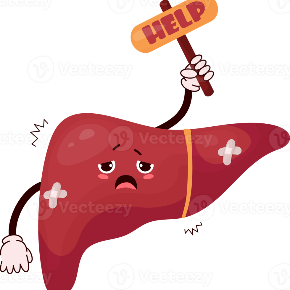 Unhappy sad cartoon liver png