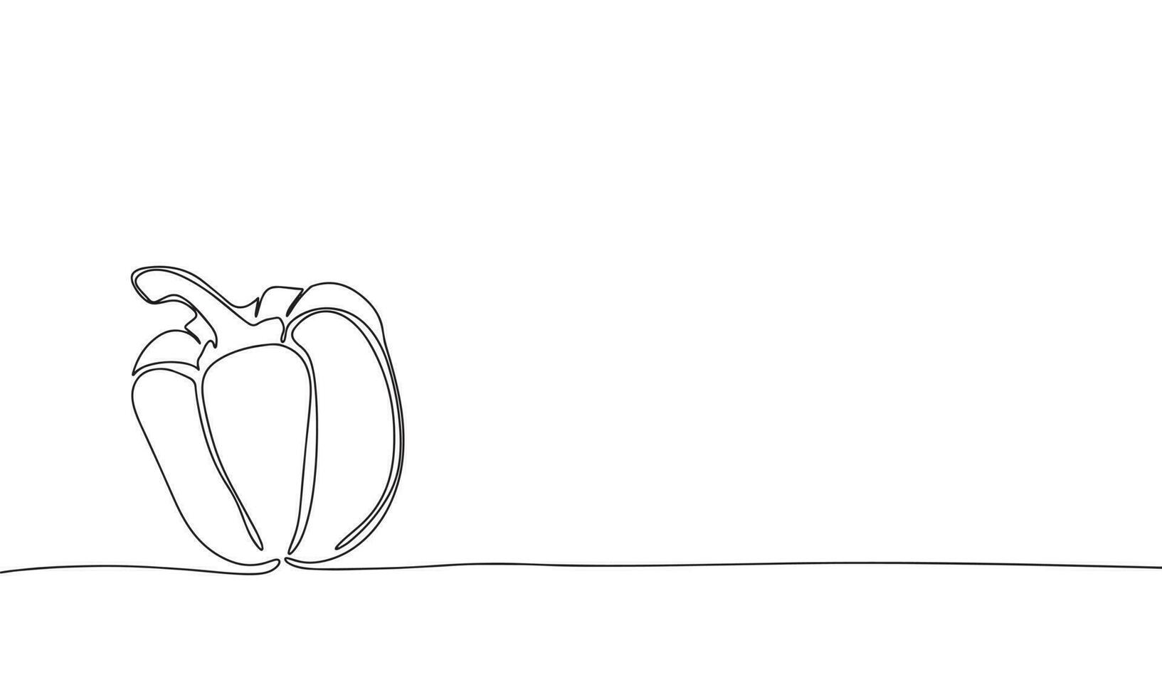 Bell pepper. One line continuous hand drawn vector illustraiton. Line art pepper. Vegetable food single line.