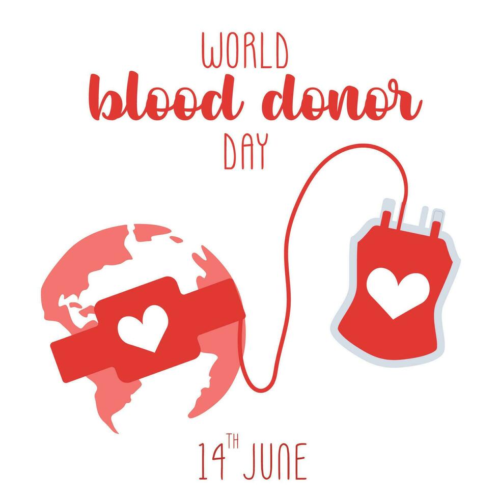 Blood donation illustration concept. World blood donor day. Postcard, banner.Vector design vector