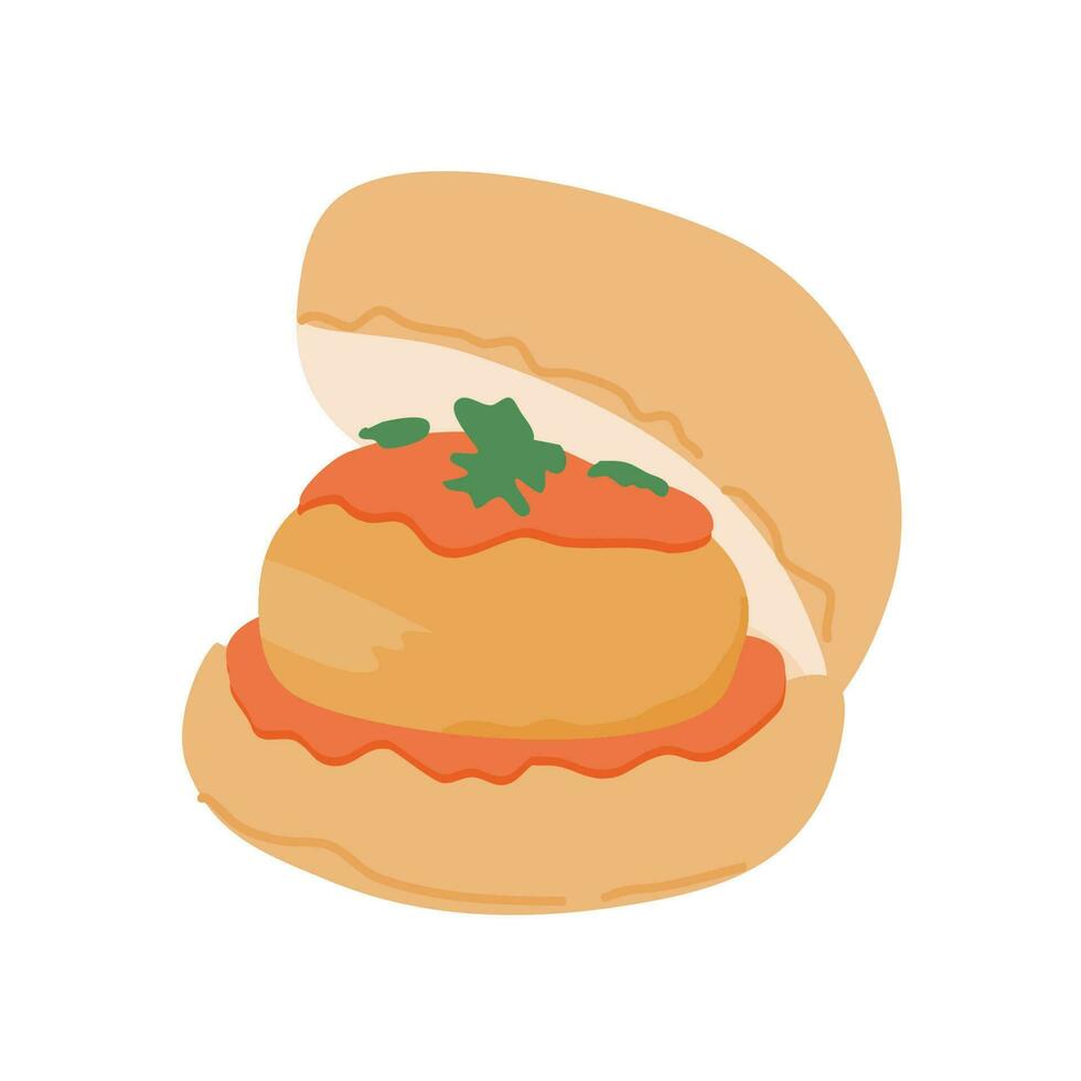 vada pav indian food vector