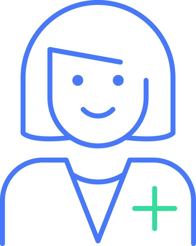 mujer médico línea icono vector