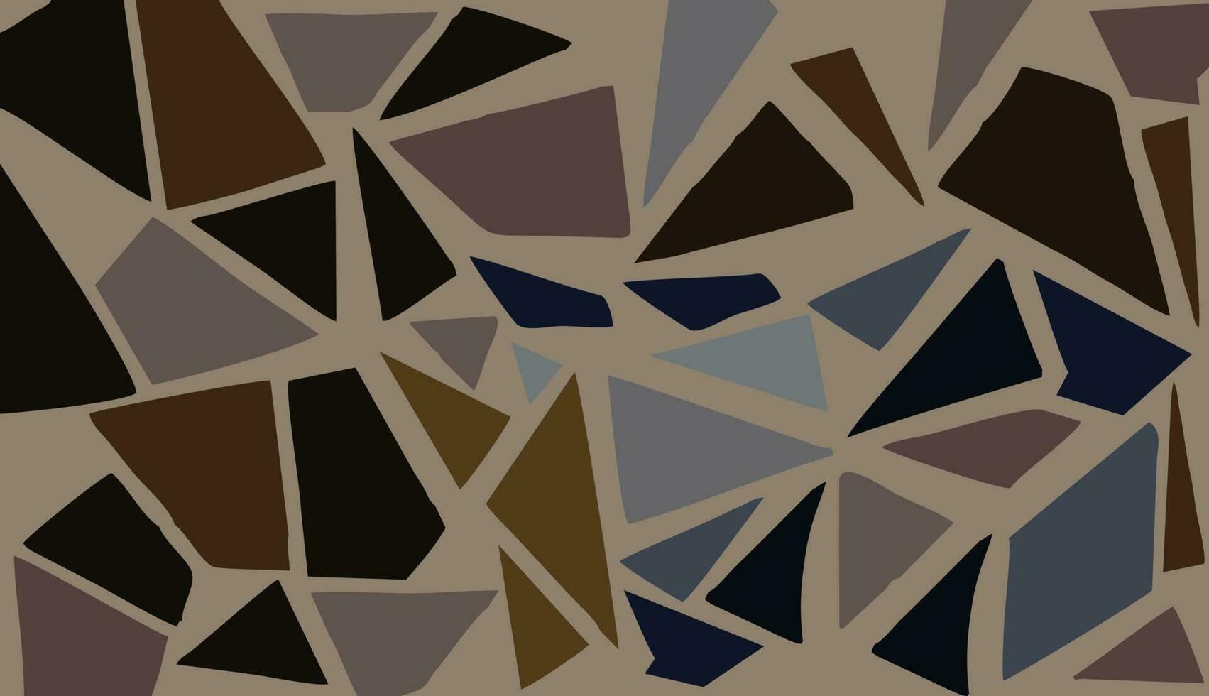 Seamless mosaic pattern with brown, brown and beige triangles. The background is soft brown with a mosaic pattern of an arrangement of abstract shapes. Suitable for room decoration vector
