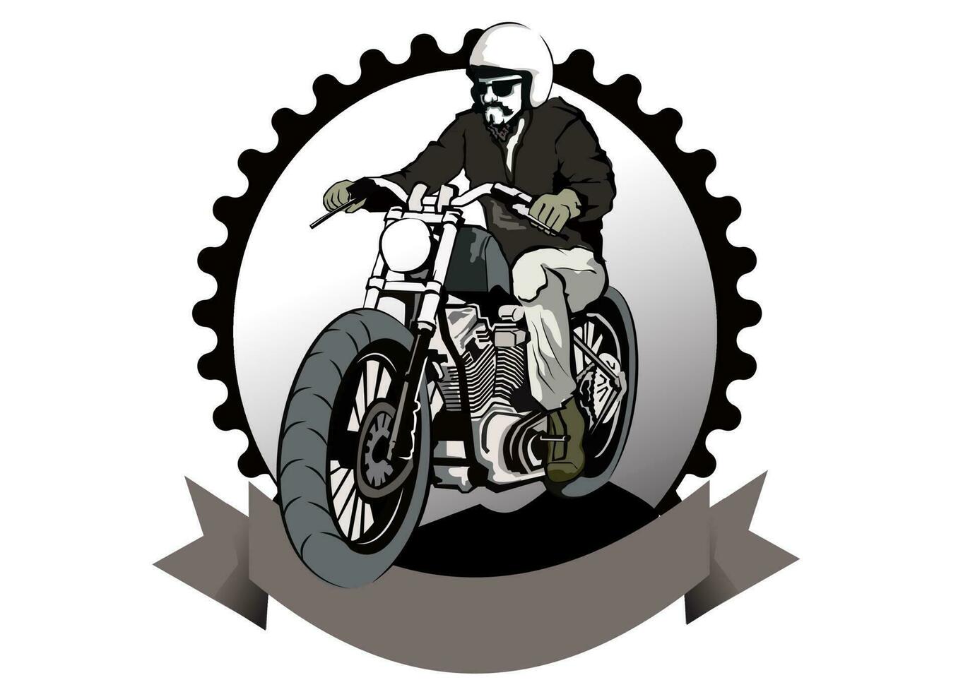 vector illustration of chopper man riding motorbike for your brand t-shirt and more