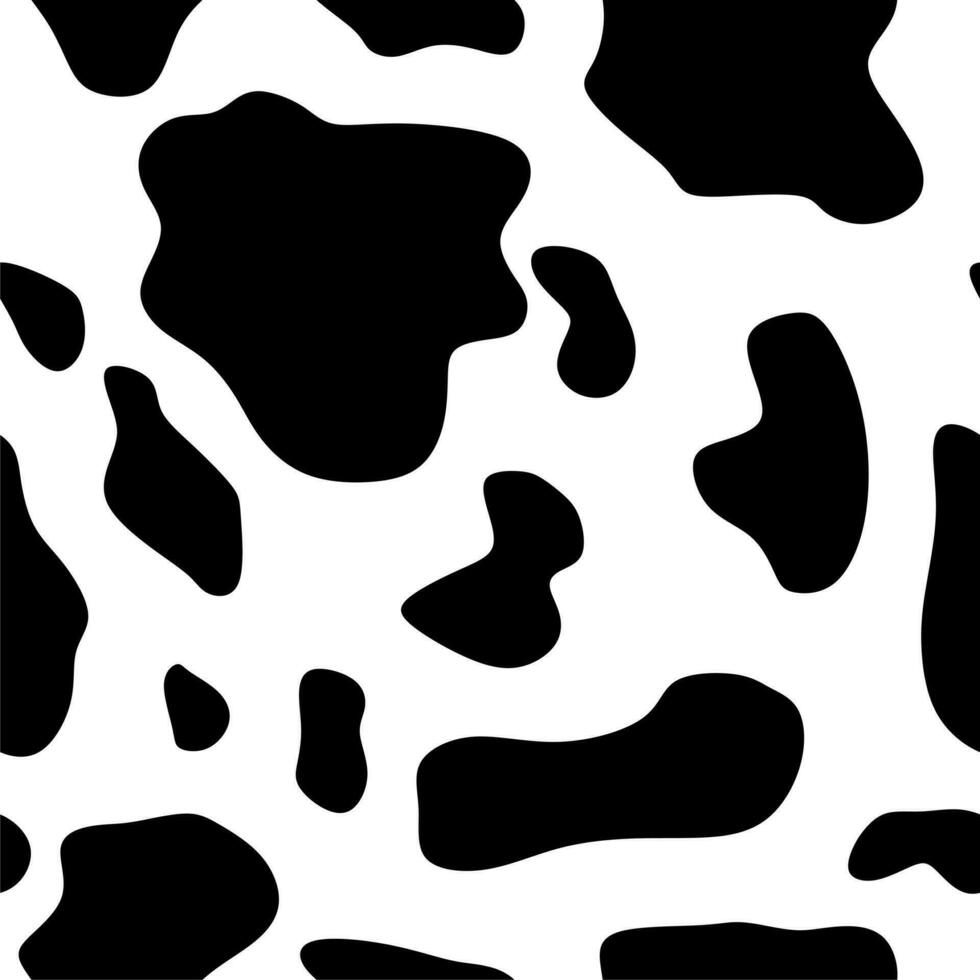 Seamless cow pattern print. Black and white ornament. vector