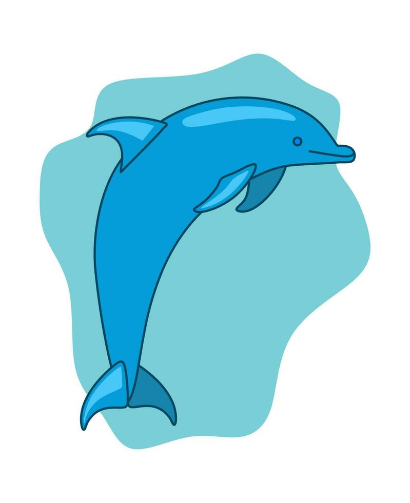 Dolphin icon, ocean life icon, flat design vector. Sea animal. vector