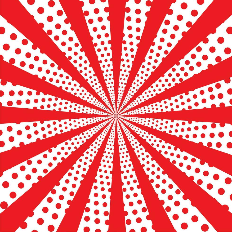 Sunburst dots. Pop art red and white comics book cartoon magazine cover. Cartoon funny retro pattern strip mock up. vector