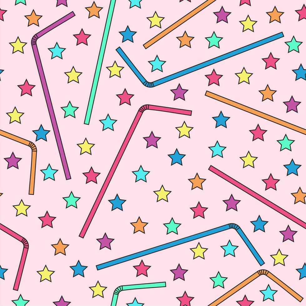 Seamless pattern. Vector illustration of Different Colorful Drinking Straws Background for Celebration.