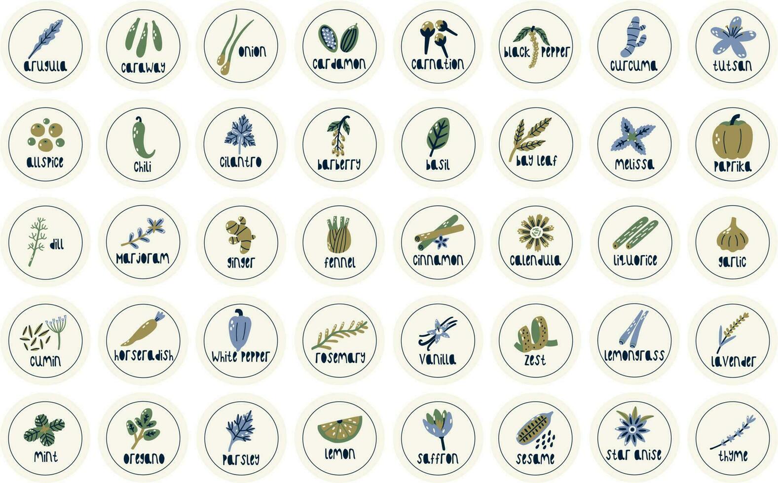 Circle Label Spice and Herb Collection vector