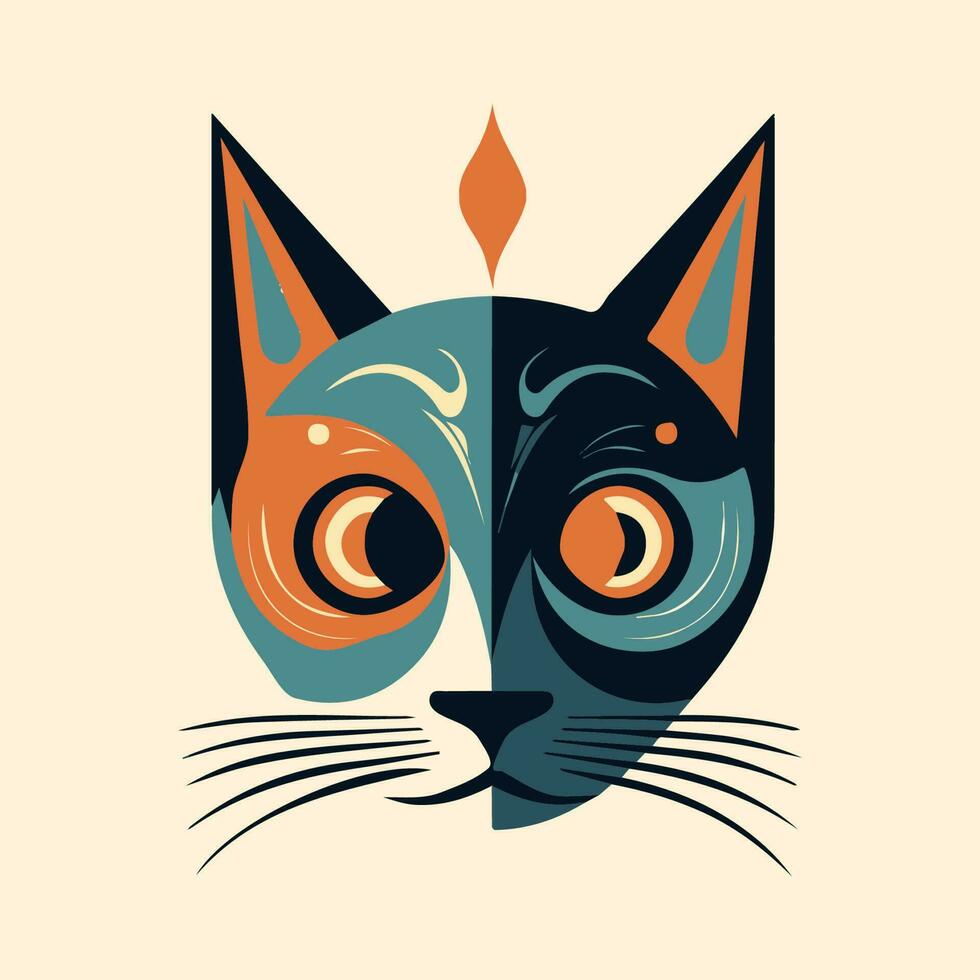 gato cabeza plano diseño logo ilustración vector