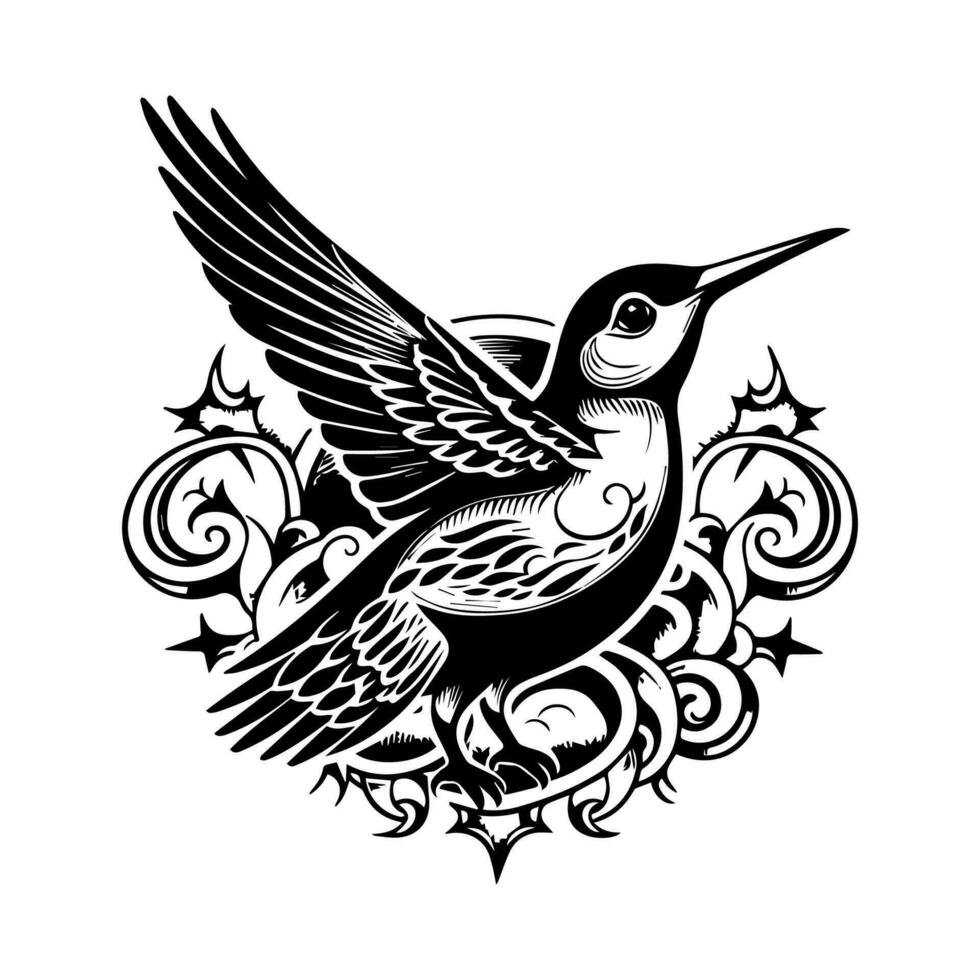 mosca alto con nuestra cautivador pájaro tatuaje diseño. esta maravilloso ilustración caracteristicas intrincado detalles ese será hacer tu piel remontarse vector