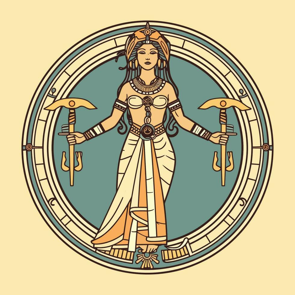 Egypt Cleopatra illustration is regal and captivating, perfect for designs that embody power and strength vector