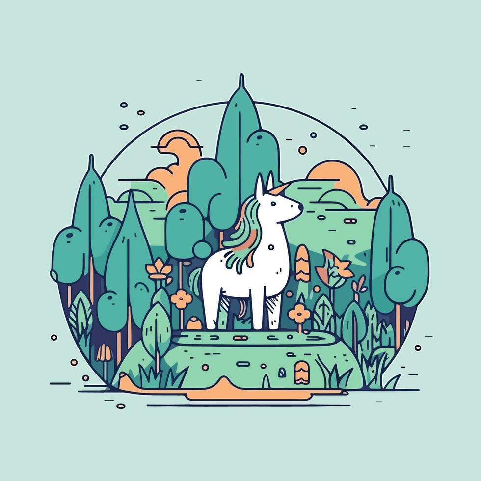 cute and colorful kawaii unicorn illustration perfect for any fun and whimsical design project vector
