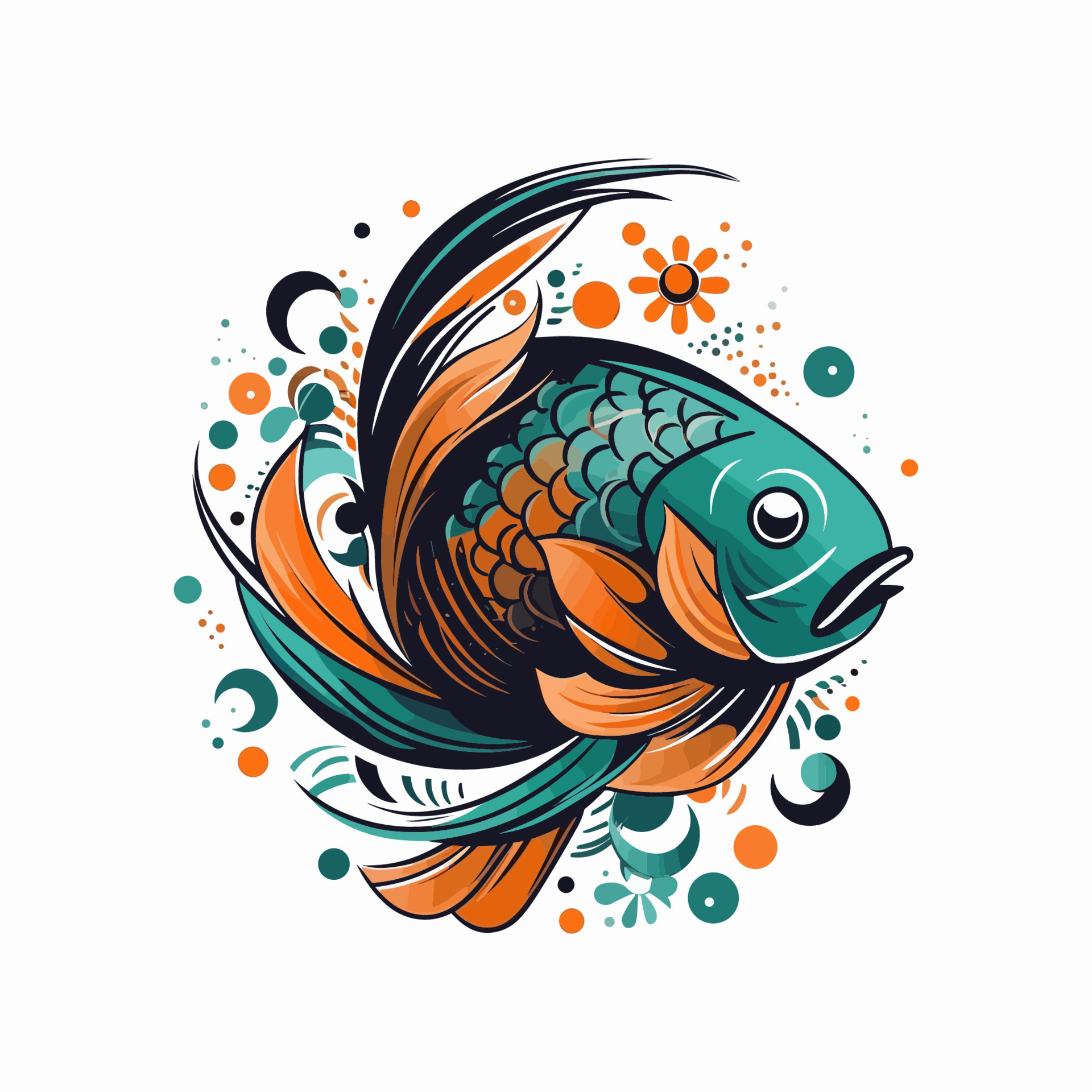 A beautiful fish surrounded by flowers in a logo illustration, perfect for  a nature-inspired brand 23367905 Vector Art at Vecteezy
