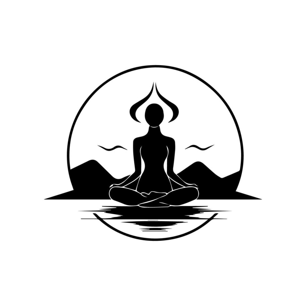 Find your inner peace with our calming meditation logo design. This elegant illustration is perfect for wellness and mindfulness brands. vector