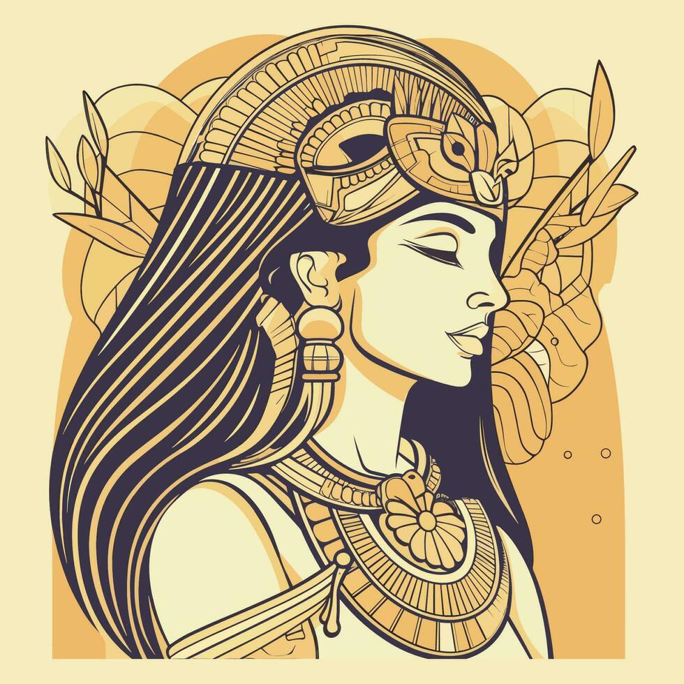 Egypt Cleopatra illustration is regal and captivating, perfect for designs that embody power and strength vector