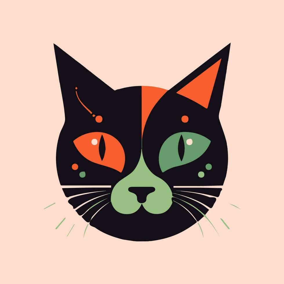 obtener tu patas en nuestra elegante gato cabeza logo. esta plano diseño ilustración es el perfecto camino a escaparate tu felino instinto vector