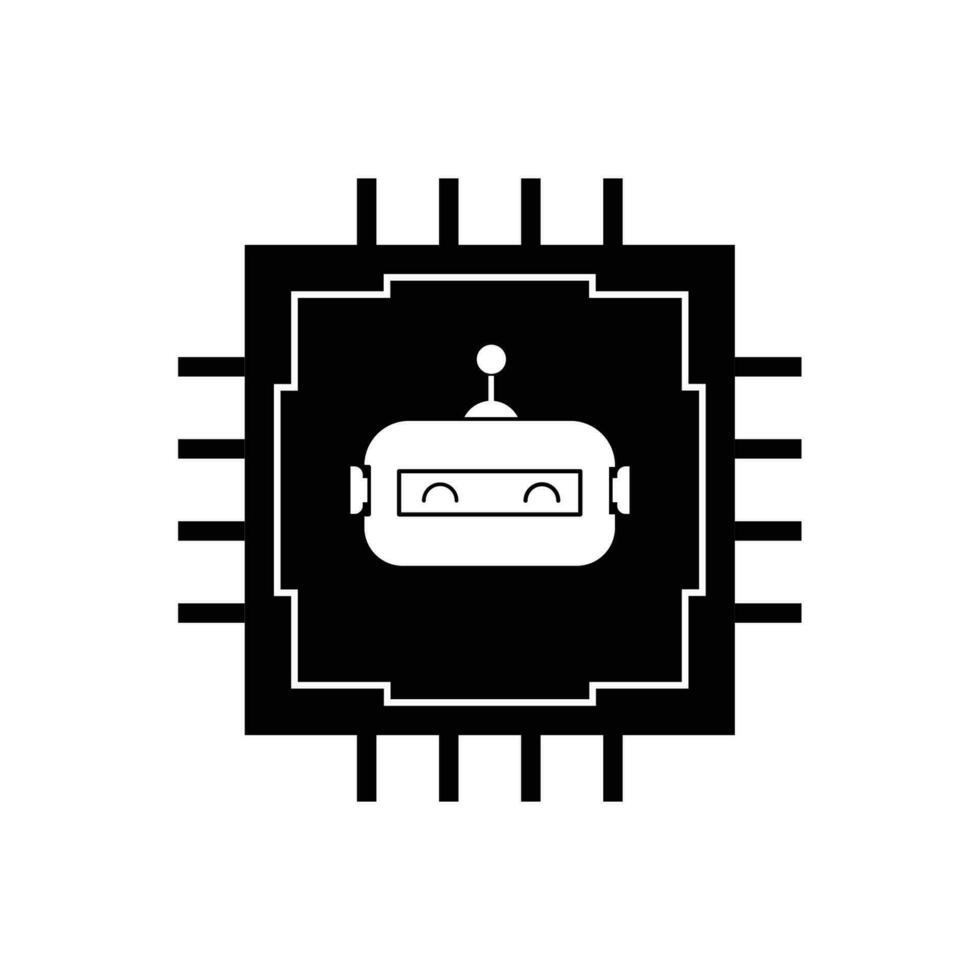 Artificial intelligence robot and chip icon. vector