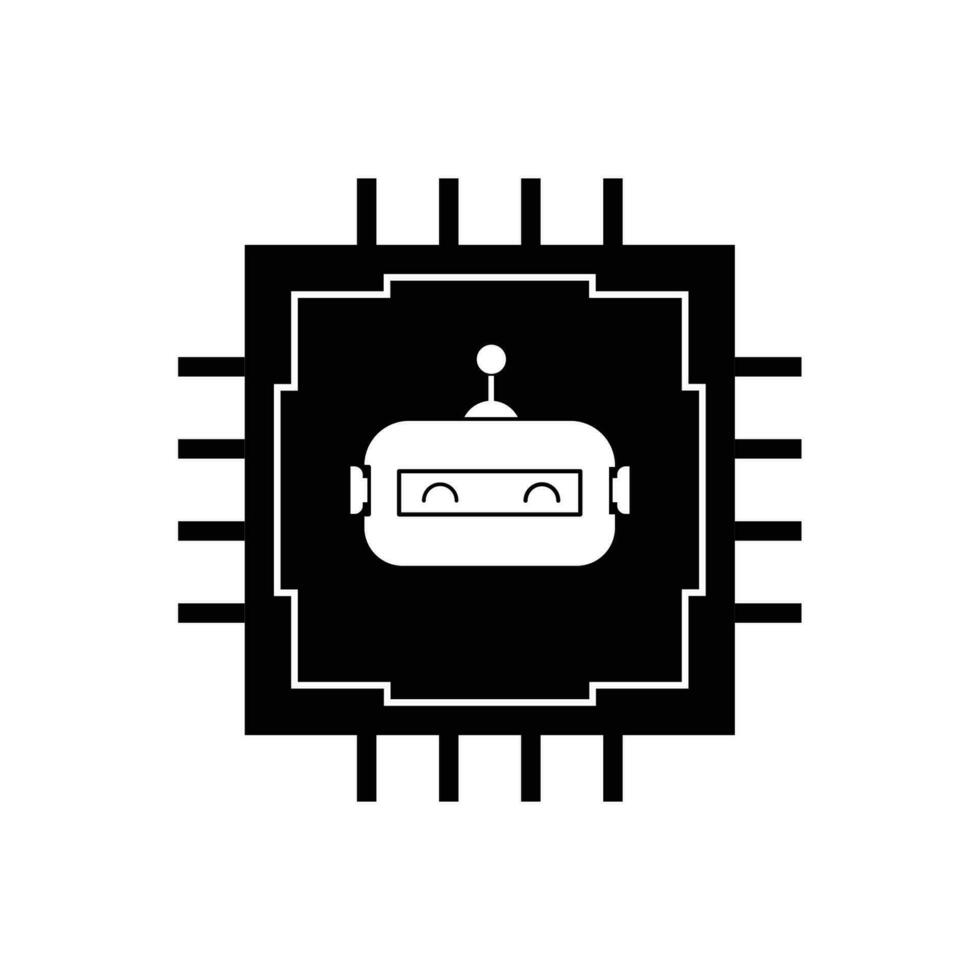 Artificial intelligence robot and chip icon. vector